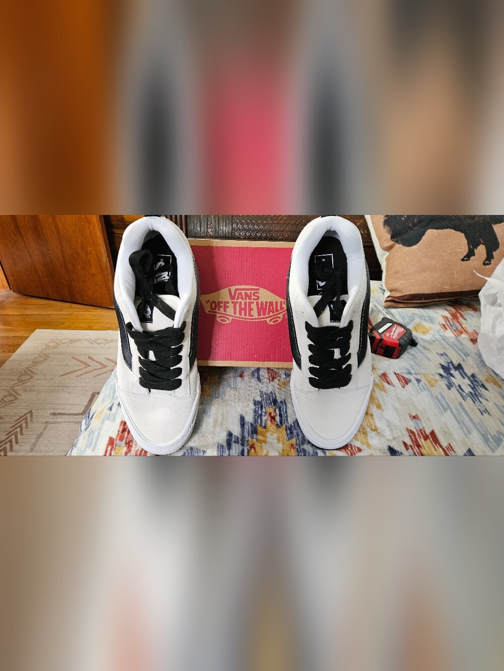 Vans Knu Skool Suede 'White Black' Chunky Skate Shoes - Men's Size 12
